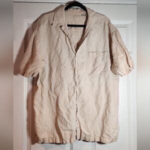 CRB Khakis Beige Linen Blend Button Down Shirt XLT
